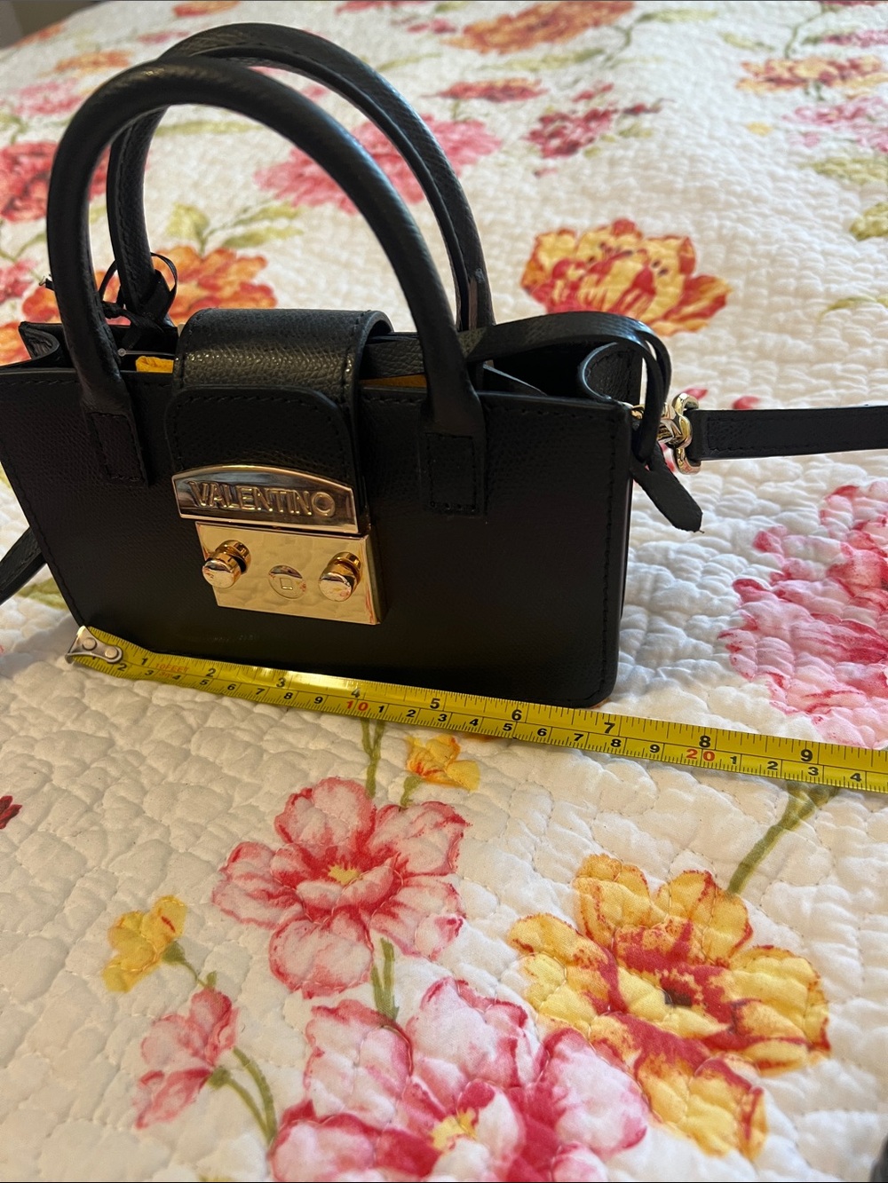 Valentino Black  Top-Handle with Strap Bag with Gold Hardware - Picture 2 of 12